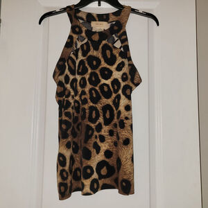 Women's DIANA BELLE Leopard Print Tank Top S Brown Black